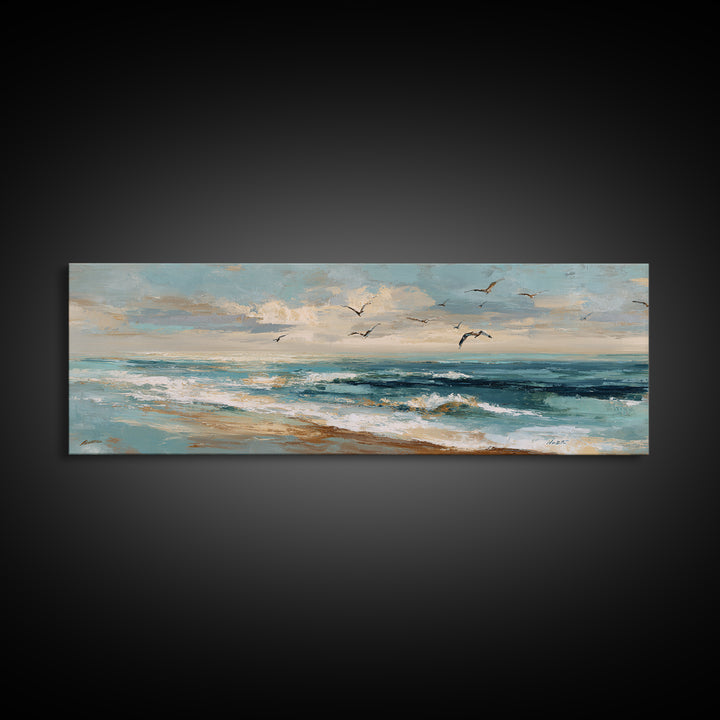 Serene Ocean Tide Seen from Above Canvas Print, Above Bed Art, Boho Wall Decor, Bedroom Decor, Serenity, Fine Art Print, ABA-3x1-61