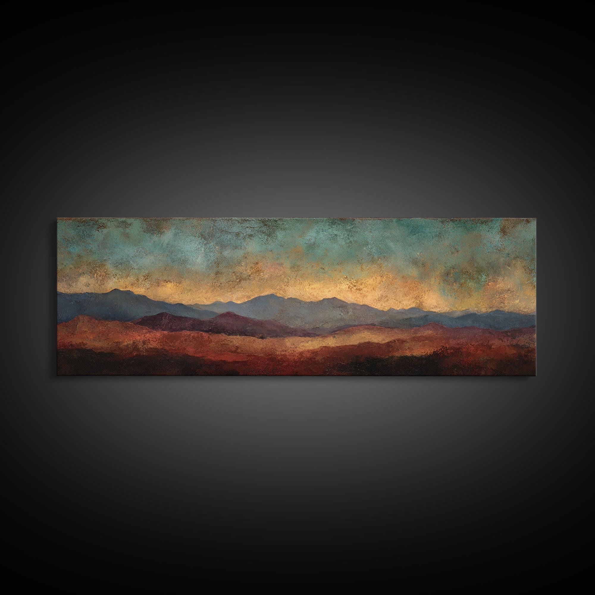 Dreamy Desert Sunset Canvas Print, Above Bed Art, Original Art, Bedroom Decor, Oil Painting, Serenity, Sage Green Wall Art, ABA-3x1-71