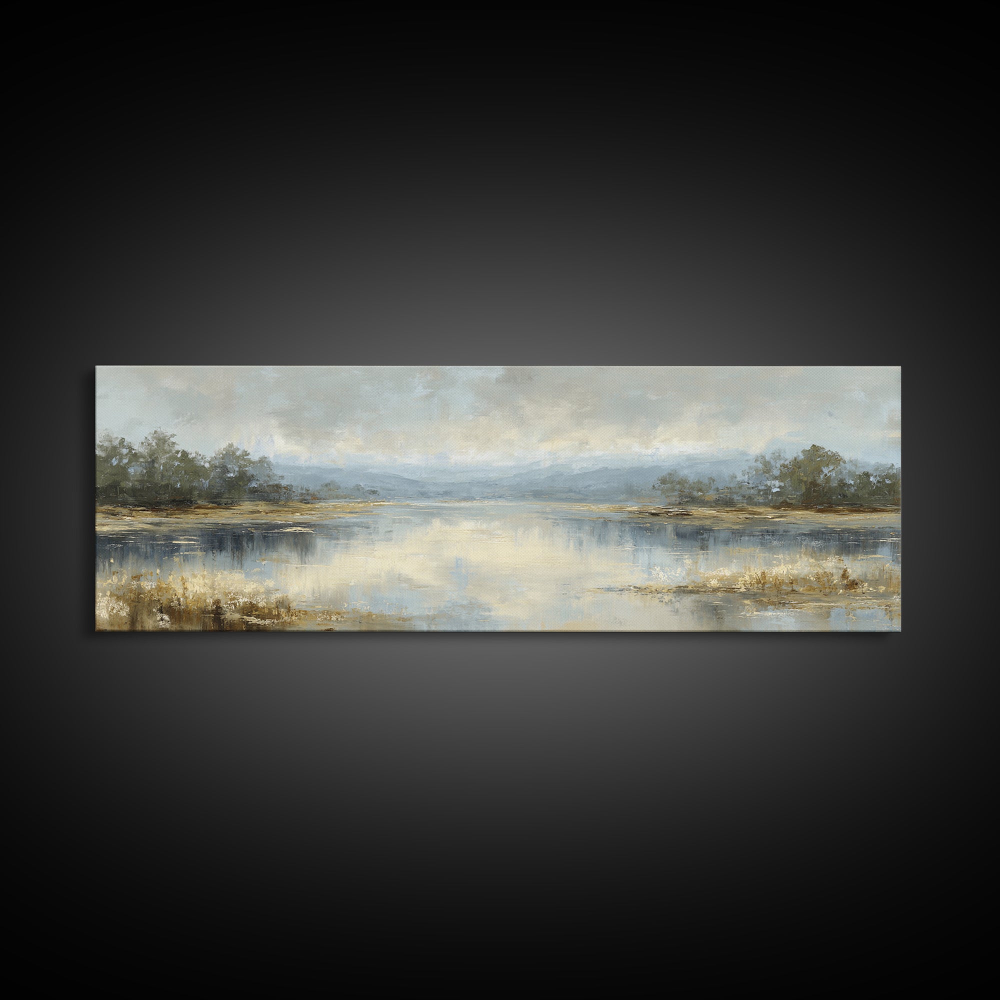 Calming Lake Reflection Canvas Print, Above Bed Art, Canvas Wall Art, Bedroom Decor, Fine Art, Serenity, Boho Wall Decor, ABA-3x1-75