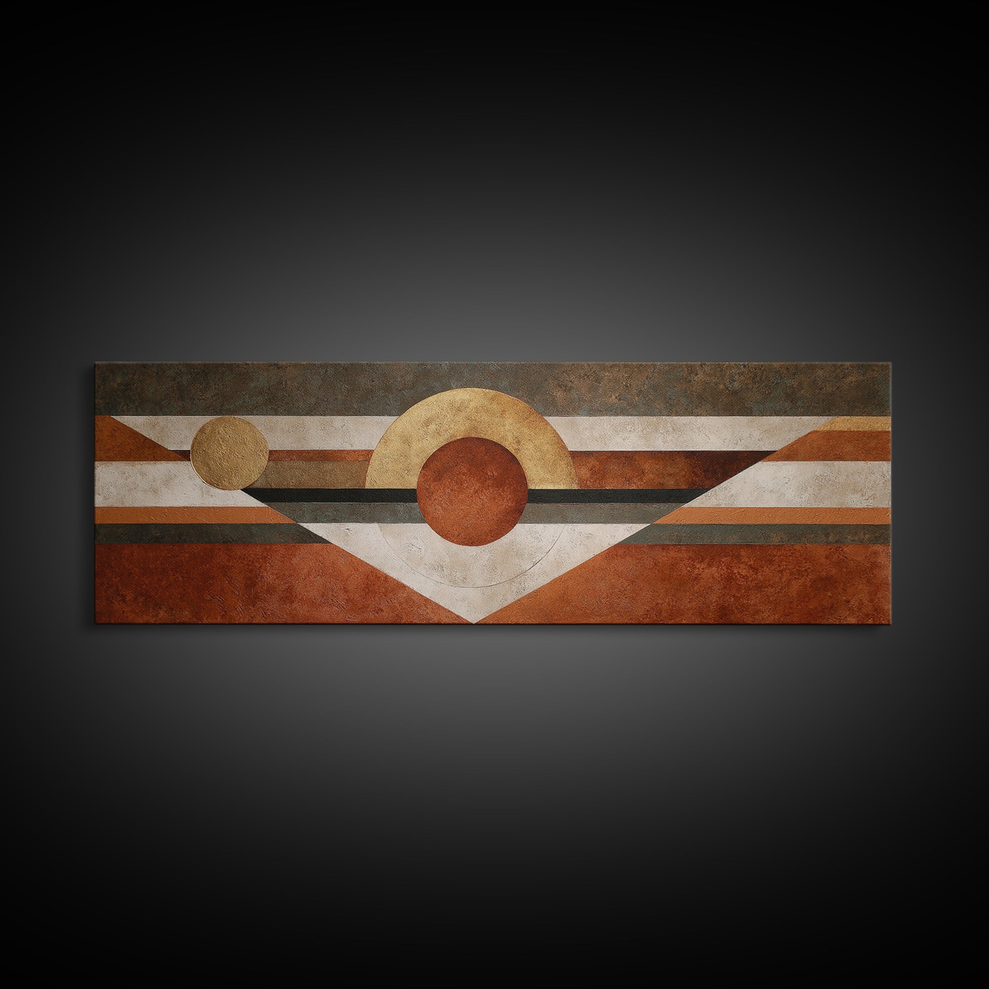 Abstract Sunrise Geometry Framed Canvas Print, Above Bed Art, Digital Art, Bedroom Decor, Abstract Art, Serenity, ABA-3x1-84