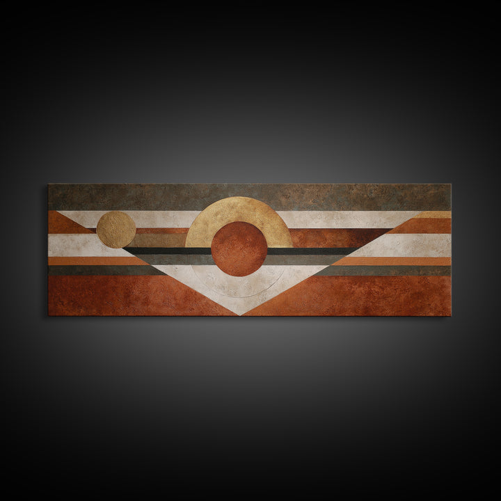 Abstract Sunrise Geometry Framed Canvas Print, Above Bed Art, Digital Art, Bedroom Decor, Abstract Art, Serenity, ABA-3x1-84