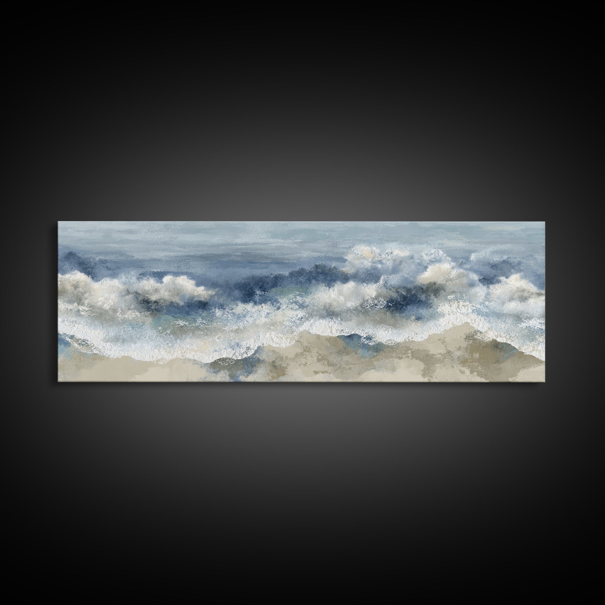 Serene Ocean Tide Seen from Above Canvas Print, Above Bed Art, Boho Wall Decor, Bedroom Decor, Serenity, Fine Art Print, ABA-3x1-85