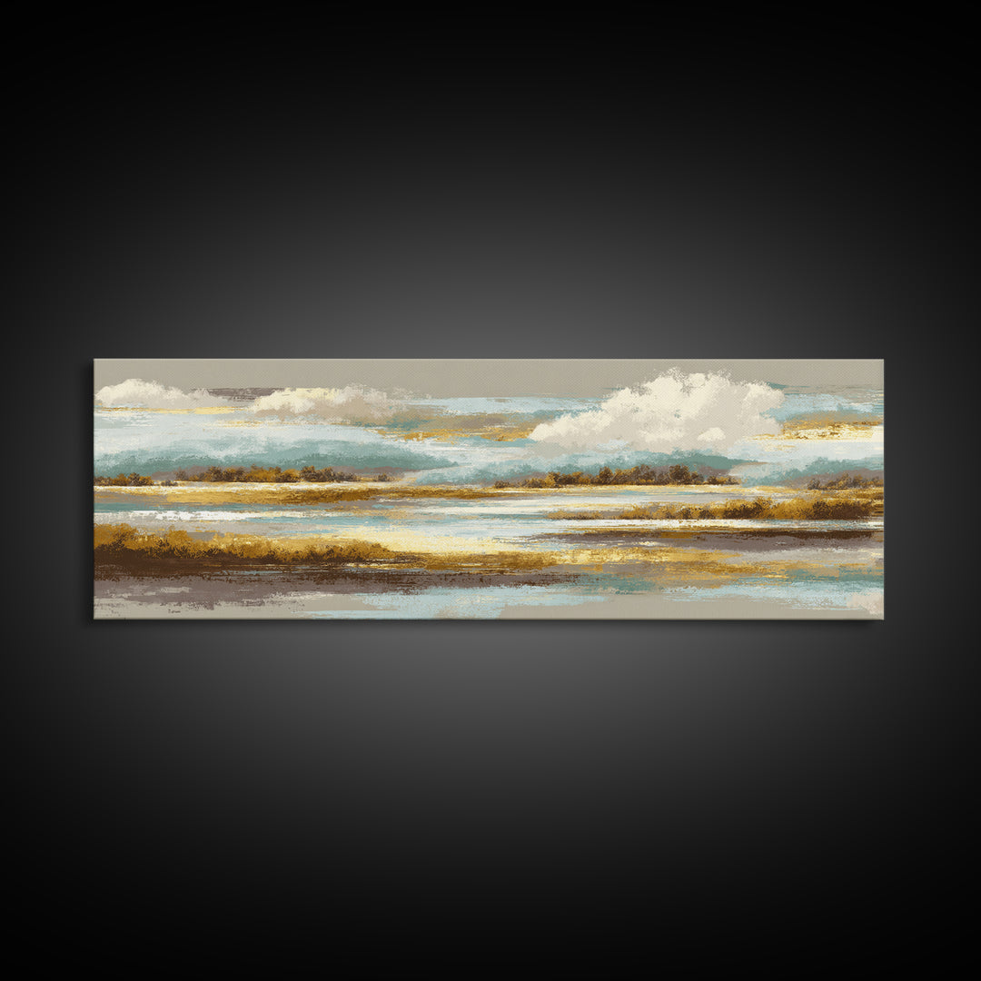 Soft Alpine Horizon Canvas Print, Above Bed Art, Minimalist Decor, Bedroom Decor, Fine Art, Serenity, Textured Wall Art, ABA-3x1-88