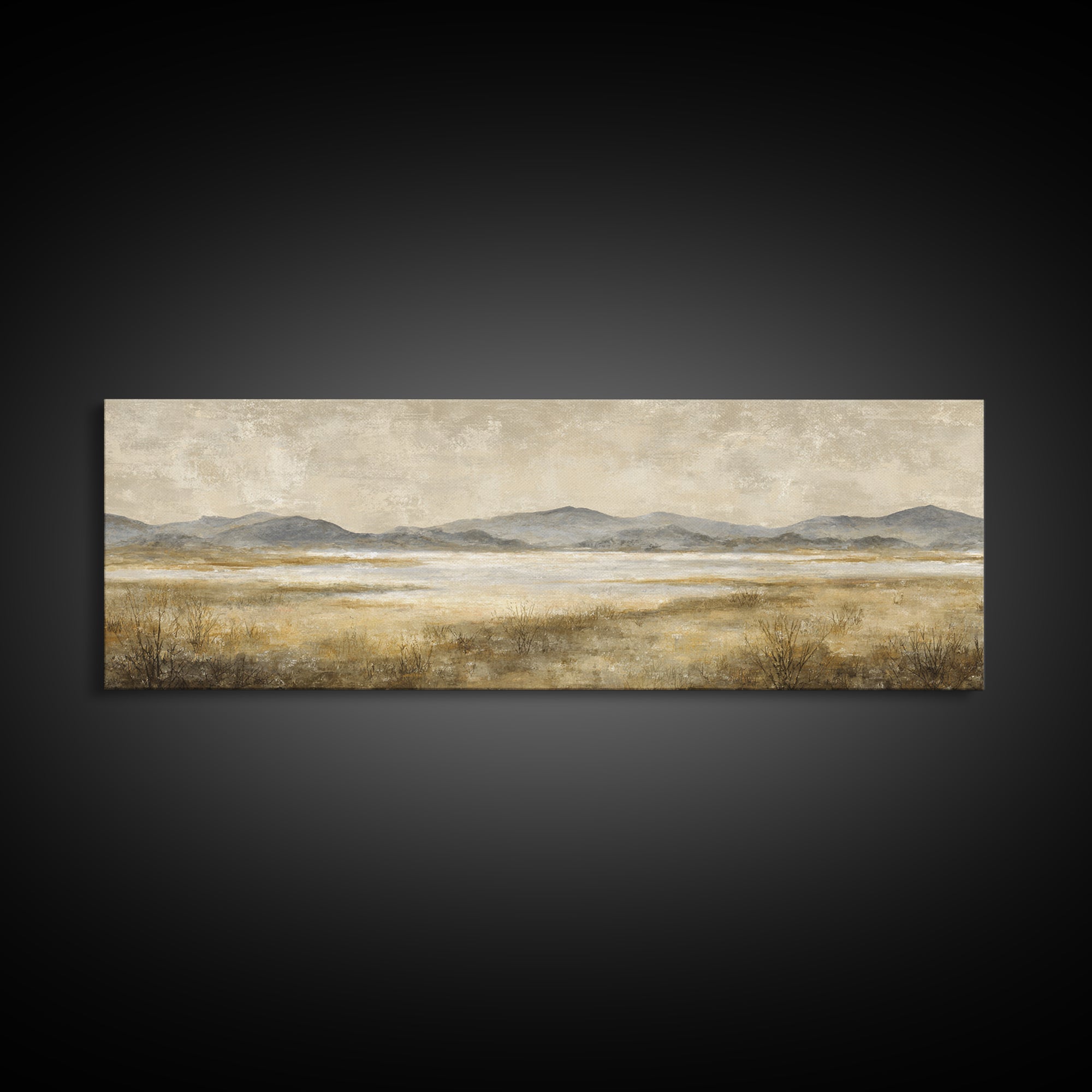 Panoramic Misty Mountain Landscape Framed Canvas Print, Above Bed Art, Bedroom Wall Decor, Bedroom Decor, Fine Art, Serenity, ABA-3x1-89