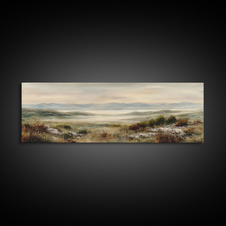 Soft Romantic Landscape Framed Canvas Print, Above Bed Art, Canvas Wall Art, Bedroom Decor, Fine Art, Serenity, Boho Wall Decor, ABA-3x1-9
