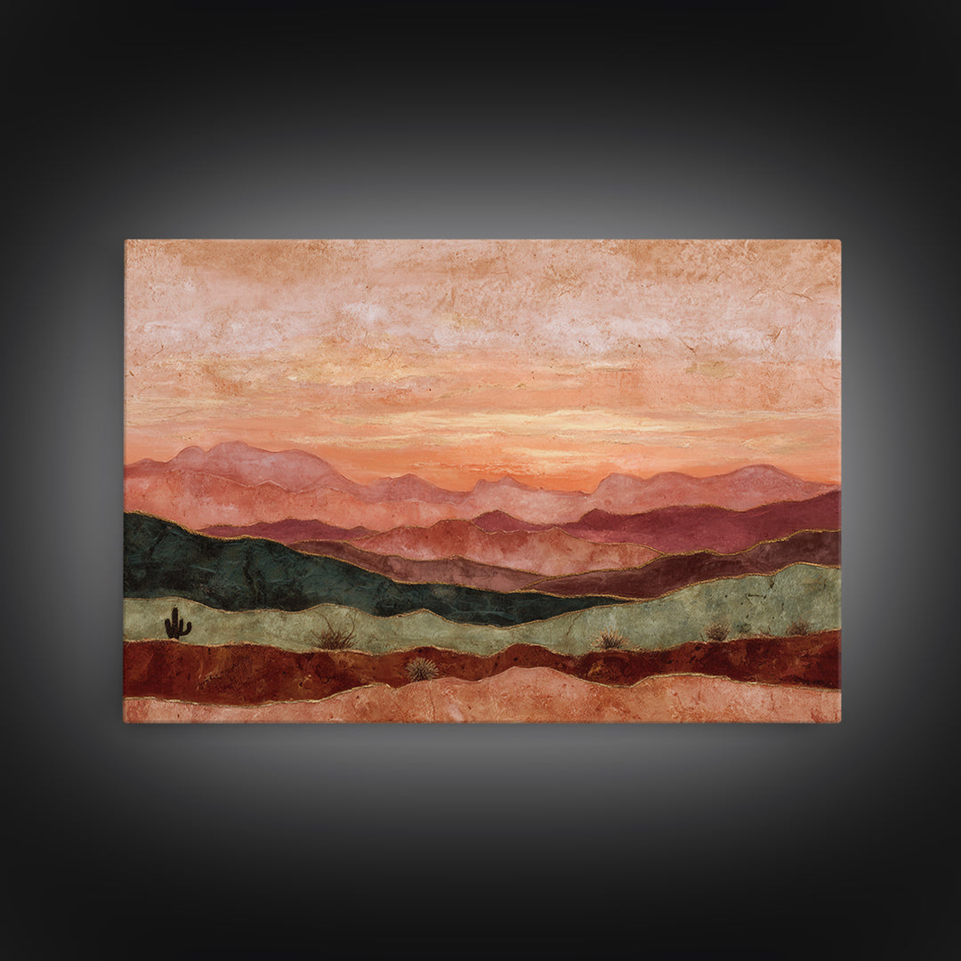 Dreamy Desert Sunset Canvas Print, Above Bed Art, Sage Green Wall Art, Bedroom Decor, Fine Art, Serenity, Modern Decor, ABA-3x2-11
