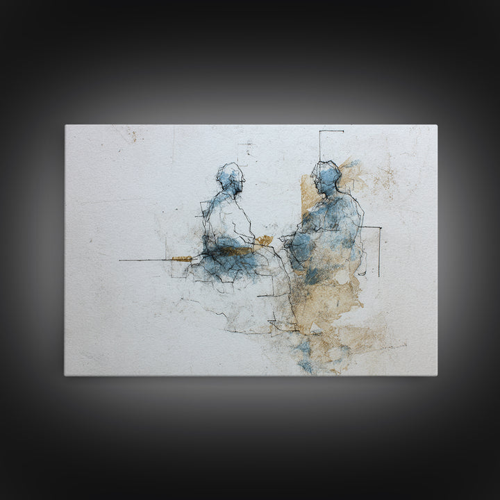 Minimal Two Figure Line Drawing Canvas Print, Above Bed Art, Digital Print, Bedroom Decor, Serenity, Living Room Wall Art, ABA-3x2-12