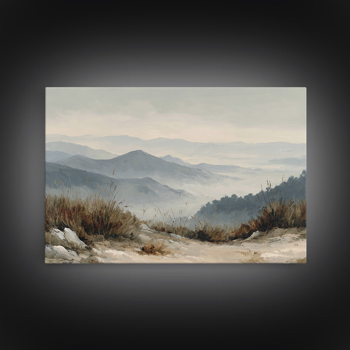 Panoramic Misty Mountain Landscape Canvas Print, Above Bed Art, Living Room Wall Art, Bedroom Decor, Fine Art, Serenity, ABA-3x2-29