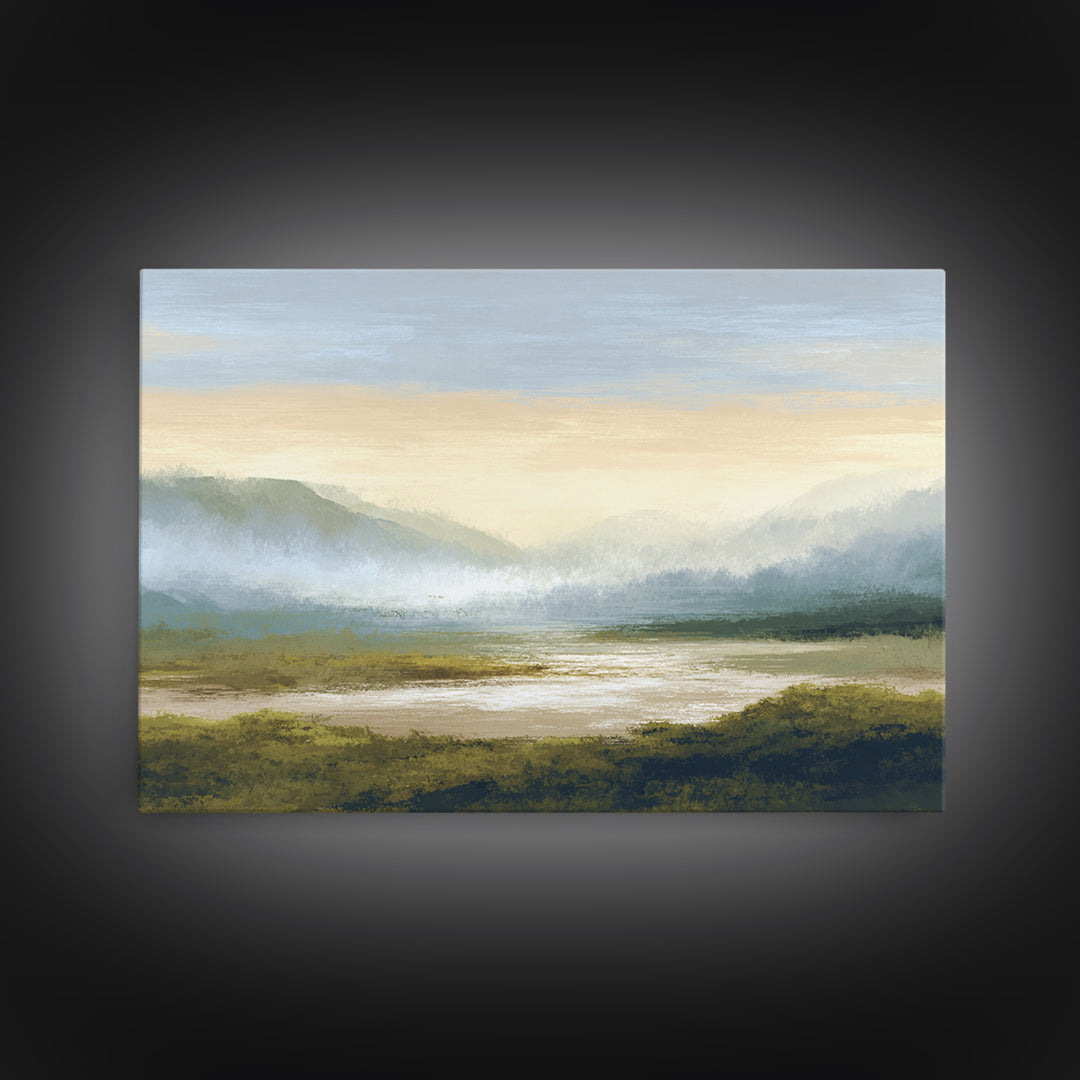 Soft Alpine Horizon Canvas Print, Above Bed Art, Wall Art Prints, Bedroom Decor, Serenity, Boho Wall Art, Horizontal Wall Art, ABA-3x2-4