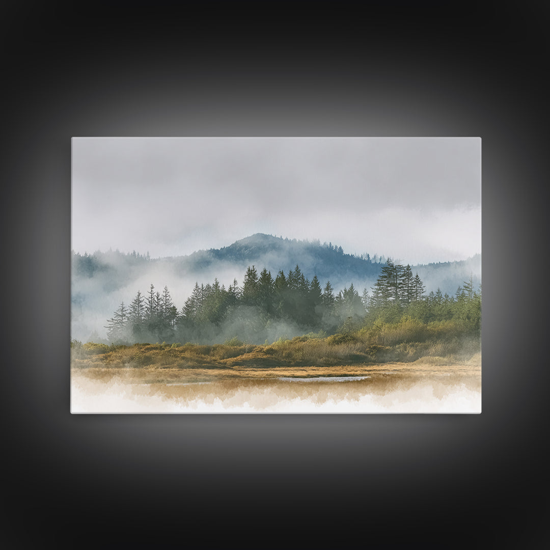 Quiet Forest Ridge Softened by Fog Canvas Print, Above Bed Art, Apartment Decor, Bedroom Decor, Serenity, Photography Prints, ABA-3x2-42