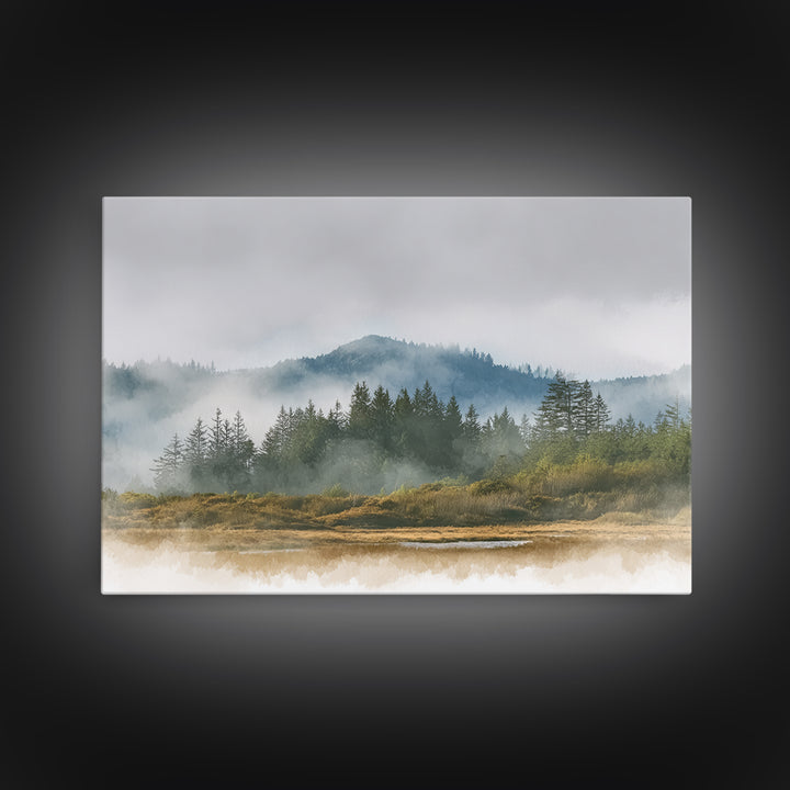 Quiet Forest Ridge Softened by Fog Canvas Print, Above Bed Art, Apartment Decor, Bedroom Decor, Serenity, Photography Prints, ABA-3x2-42