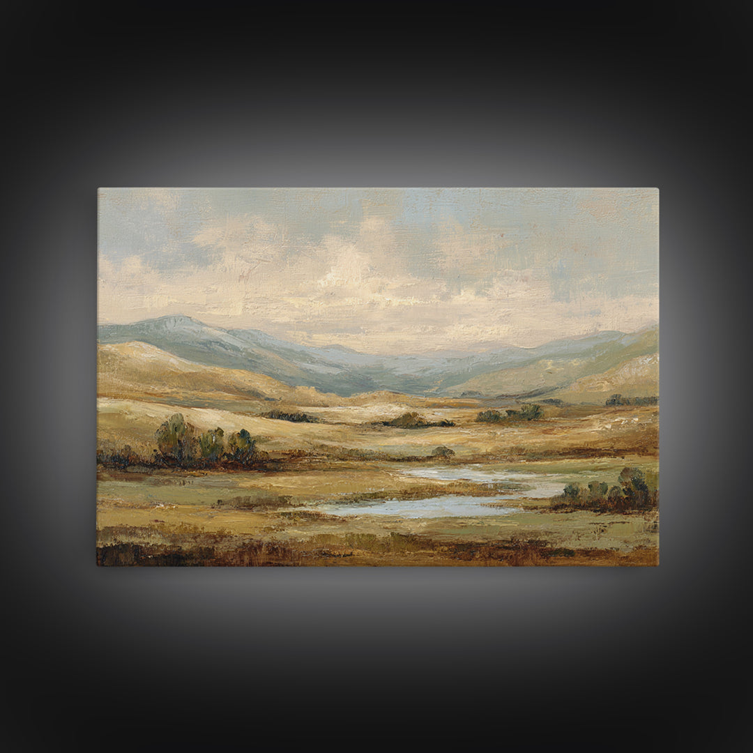 Soft Romantic Landscape Framed Canvas Print, Above Bed Art, Boho Decor, Bedroom Decor, Fine Art, Serenity, Statement Artwork, ABA-3x2-45