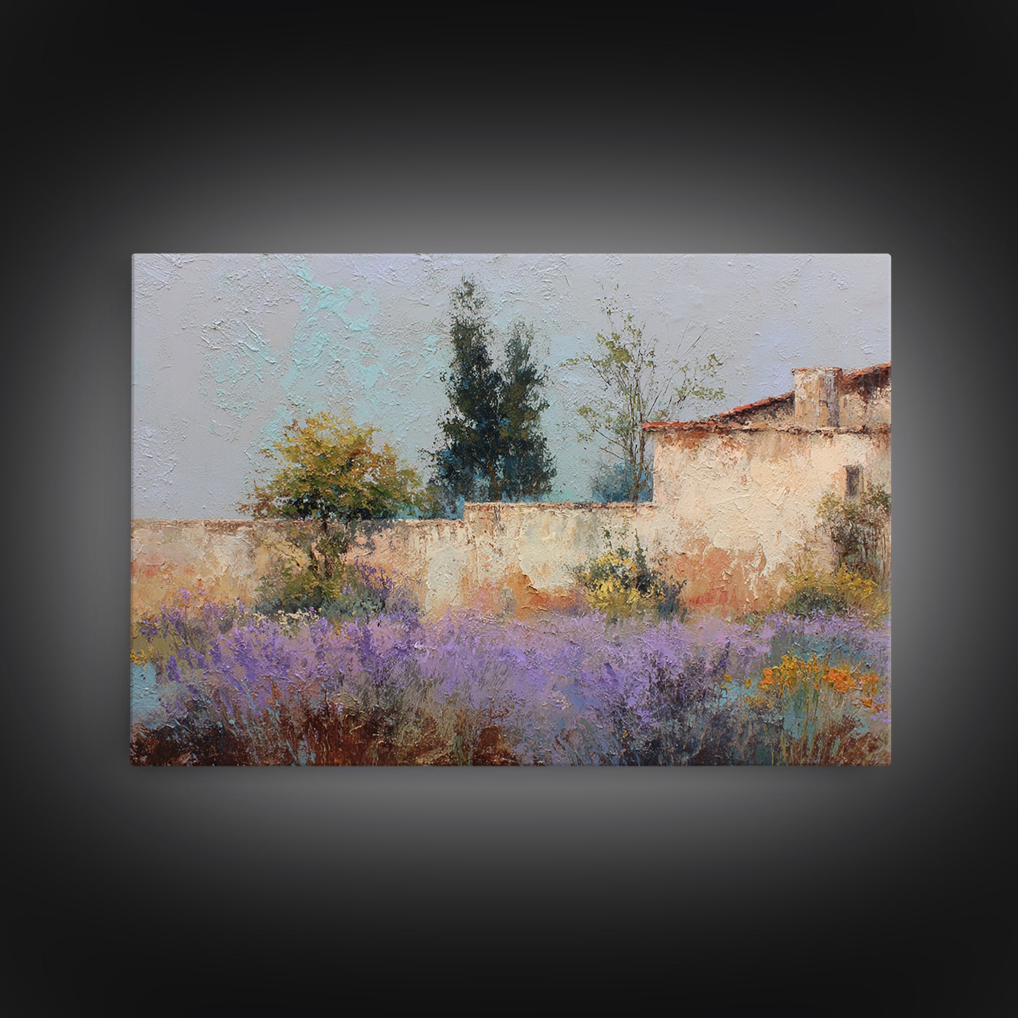 Oversized Lavender Field Framed Canvas Print, Above Bed Art, Room Decor, Bedroom Decor, Oil Painting, Serenity, Large Wall Art, ABA-3x2-47