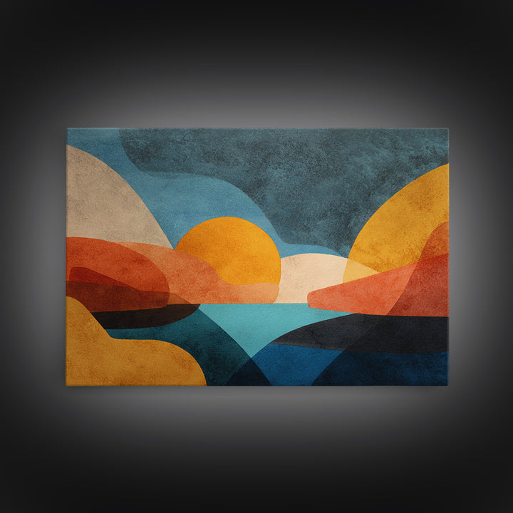 Abstract Sunrise Geometry Canvas Print, Above Bed Art, Sage Green Wall Art, Bedroom Decor, Fine Art, Serenity, Modern Decor, ABA-3x2-48