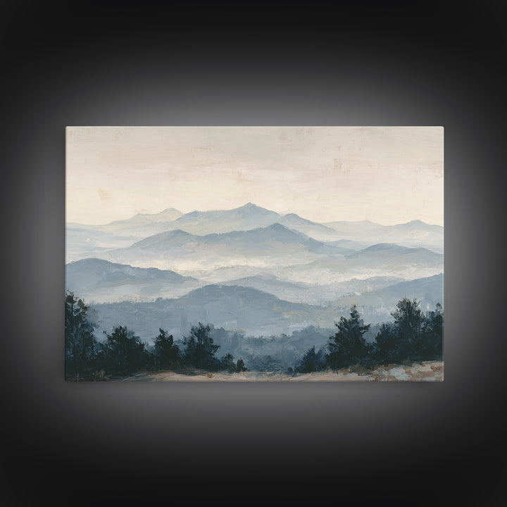 Panoramic Misty Mountain Landscape Canvas Print, Above Bed Art, Living Room Wall Art, Bedroom Decor, Fine Art, Serenity, ABA-3x2-53