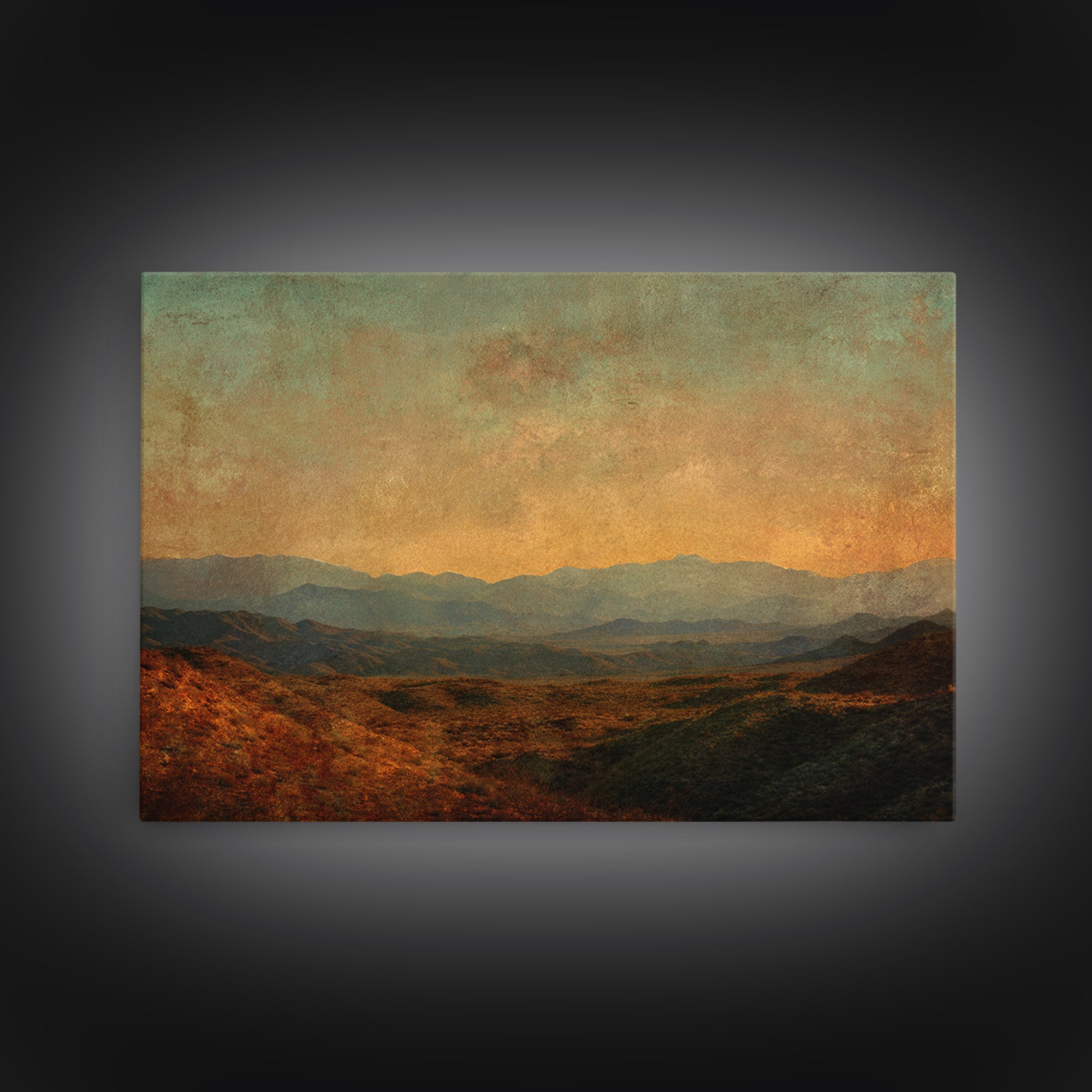 Dreamy Desert Sunset Framed Canvas Print, Above Bed Art, Art Print, Bedroom Decor, Fine Art, Serenity, Dorm Decor, ABA-3x2-59