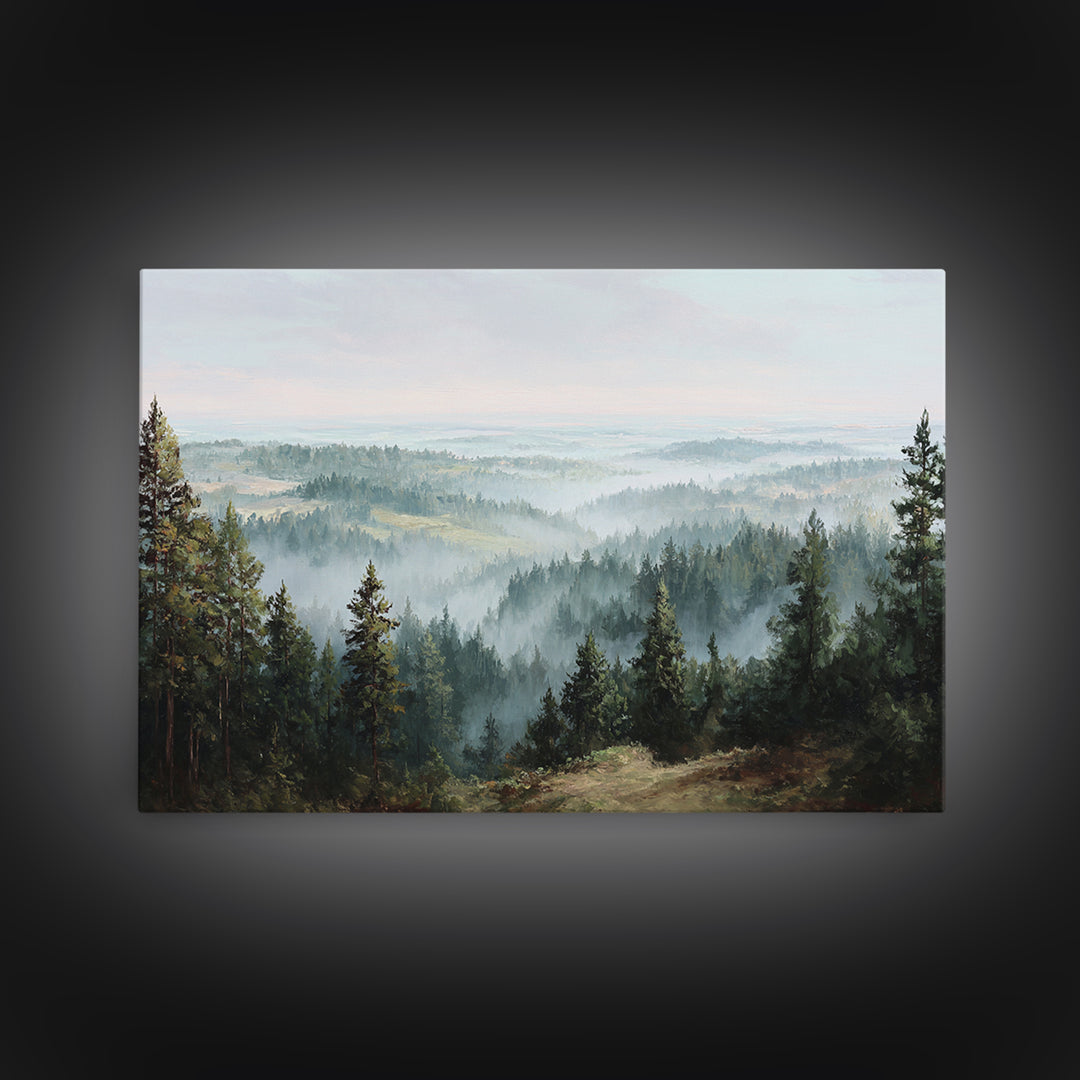 Quiet Forest Ridge Softened by Fog Canvas Print, Above Bed Art, Apartment Decor, Bedroom Decor, Serenity, Photography Prints, ABA-3x2-66