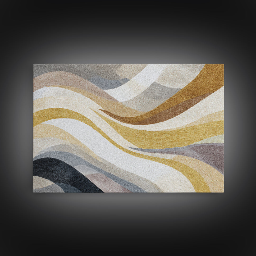 Warm Taupe Abstract Waves Canvas Print, Above Bed Art, Textured Painting, Bedroom Decor, Abstract Art, Serenity, Original Art, ABA-3x2-67