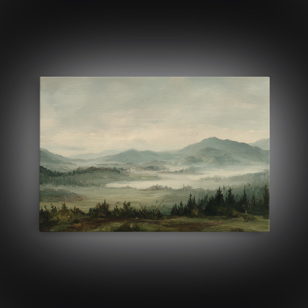 Soft Romantic Landscape Framed Canvas Print, Above Bed Art, Boho Decor, Bedroom Decor, Fine Art, Serenity, Statement Artwork, ABA-3x2-69