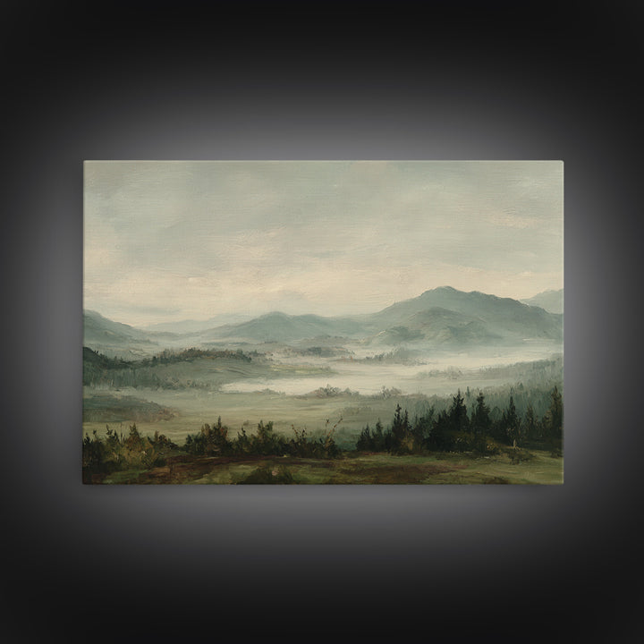 Soft Romantic Landscape Framed Canvas Print, Above Bed Art, Boho Decor, Bedroom Decor, Fine Art, Serenity, Statement Artwork, ABA-3x2-69