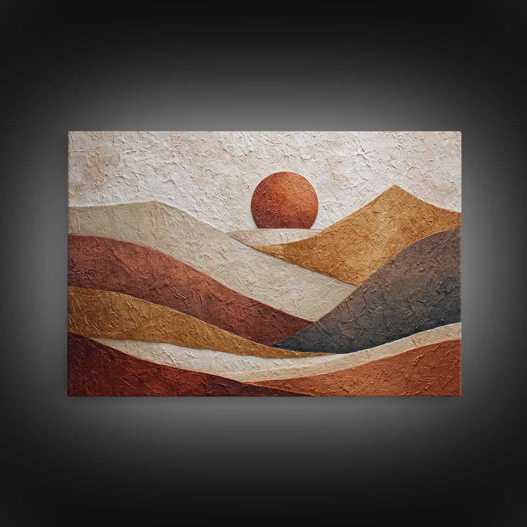 Abstract Sunrise Geometry Canvas Print, Above Bed Art, Neutral Decor, Bedroom Decor, Abstract Art, Serenity, Wall Decor, ABA-3x2-72