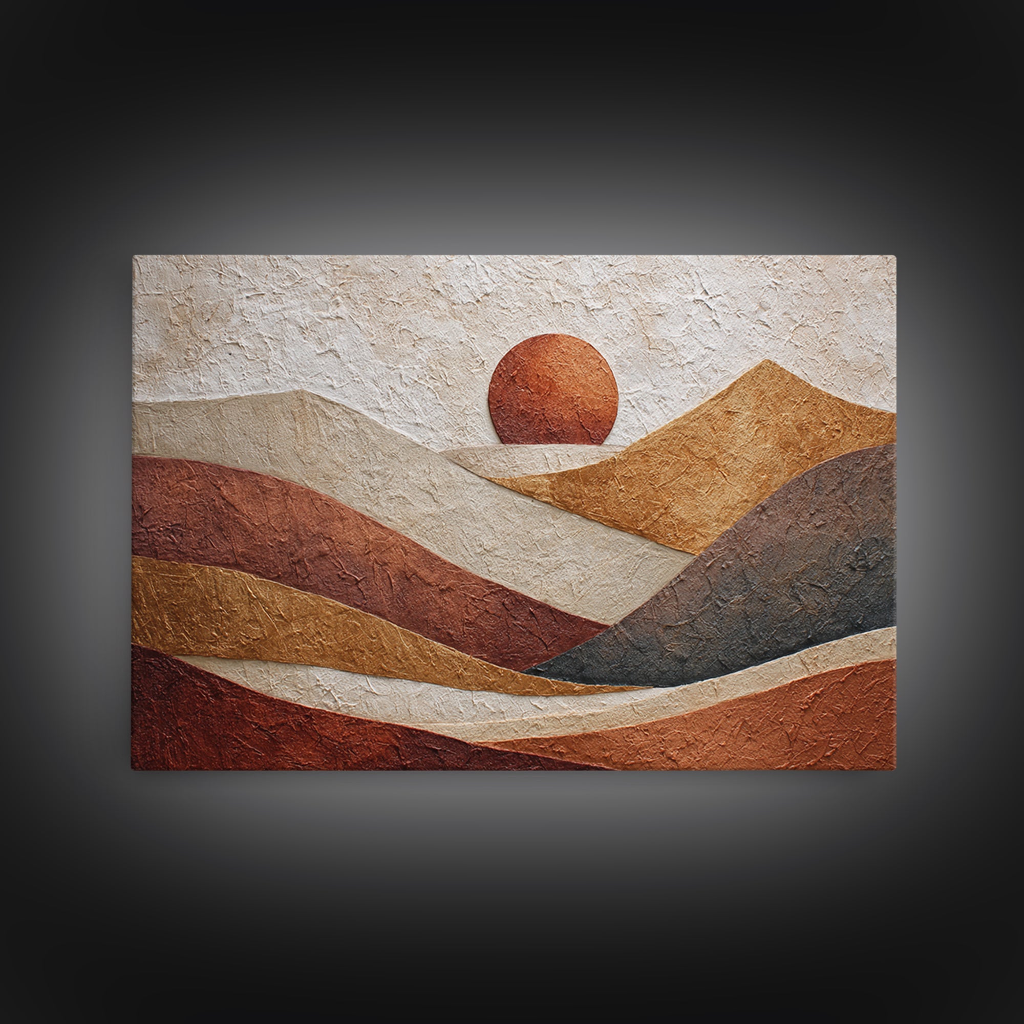 Abstract Sunrise Geometry Canvas Print, Above Bed Art, Neutral Decor, Bedroom Decor, Abstract Art, Serenity, Wall Decor, ABA-3x2-72