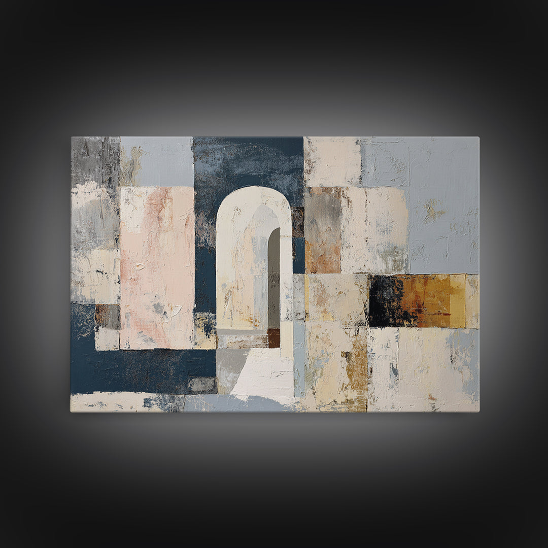 Neutral Abstract Arches Framed Canvas Print, Above Bed Art, Textured Wall Art, Bedroom Decor, Fine Art, Serenity, Western Decor, ABA-3x2-8