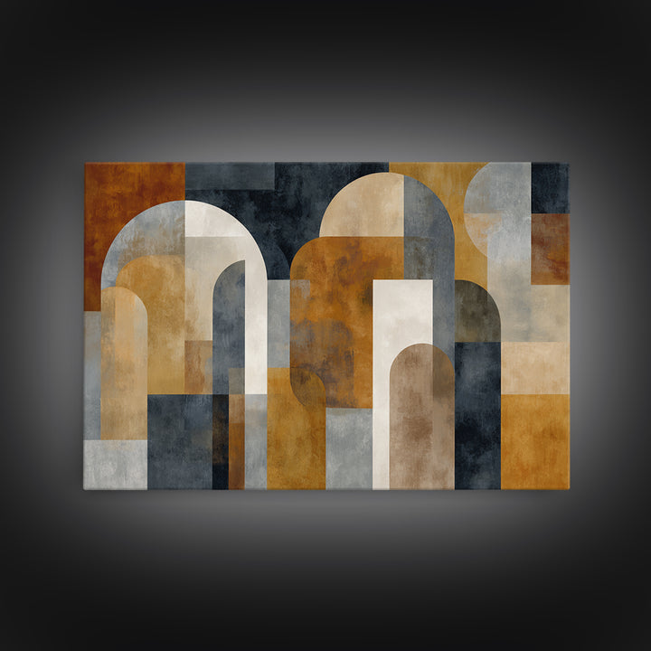 Neutral Abstract Arches Framed Canvas Print, Above Bed Art, Fine Art Print, Bedroom Decor, Abstract Art, Serenity, Digital Art, ABA-3x2-80