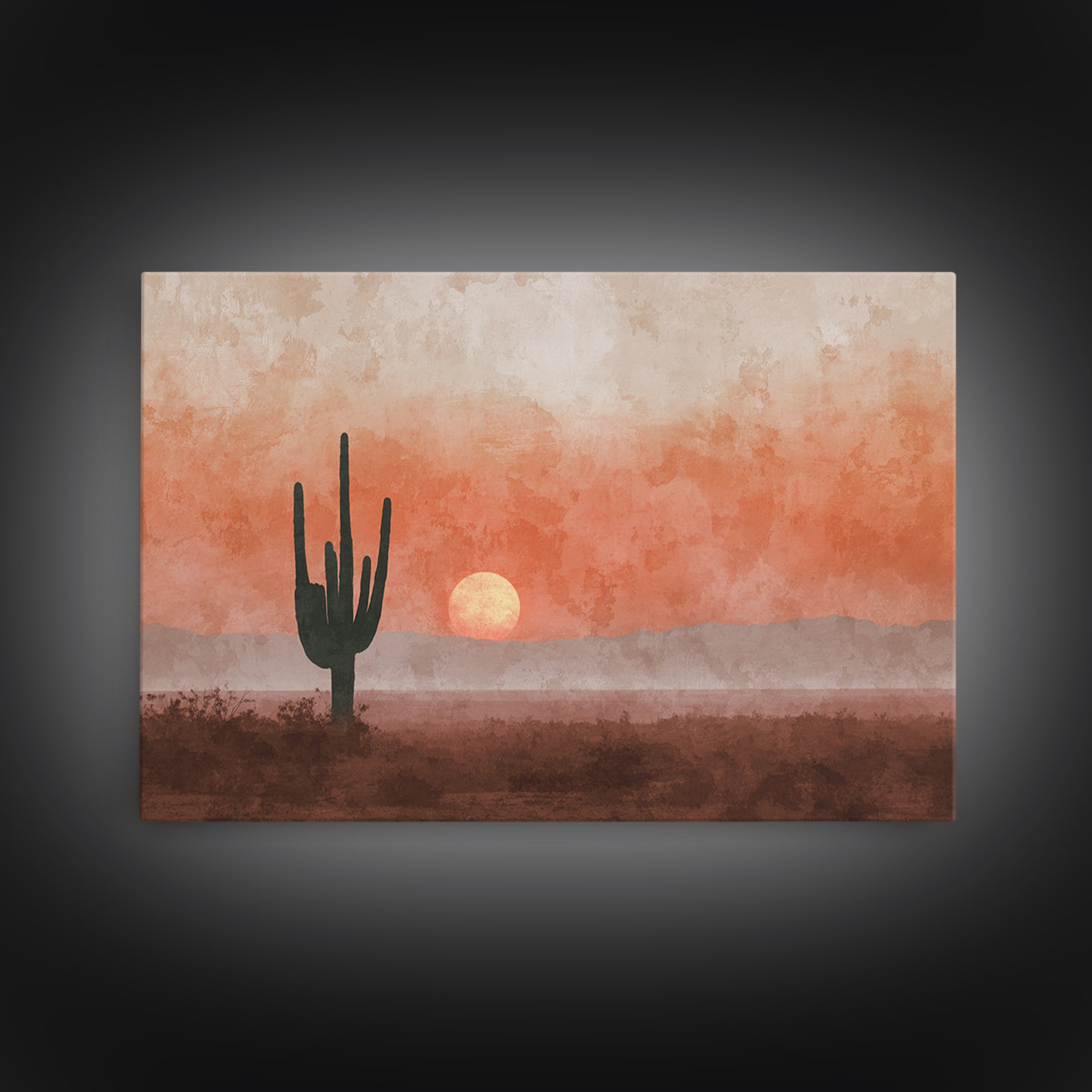 Dreamy Desert Sunset Canvas Print, Above Bed Art, Wall Art, Bedroom Decor, Oil Painting, Serenity, Apartment Decor, ABA-3x2-83