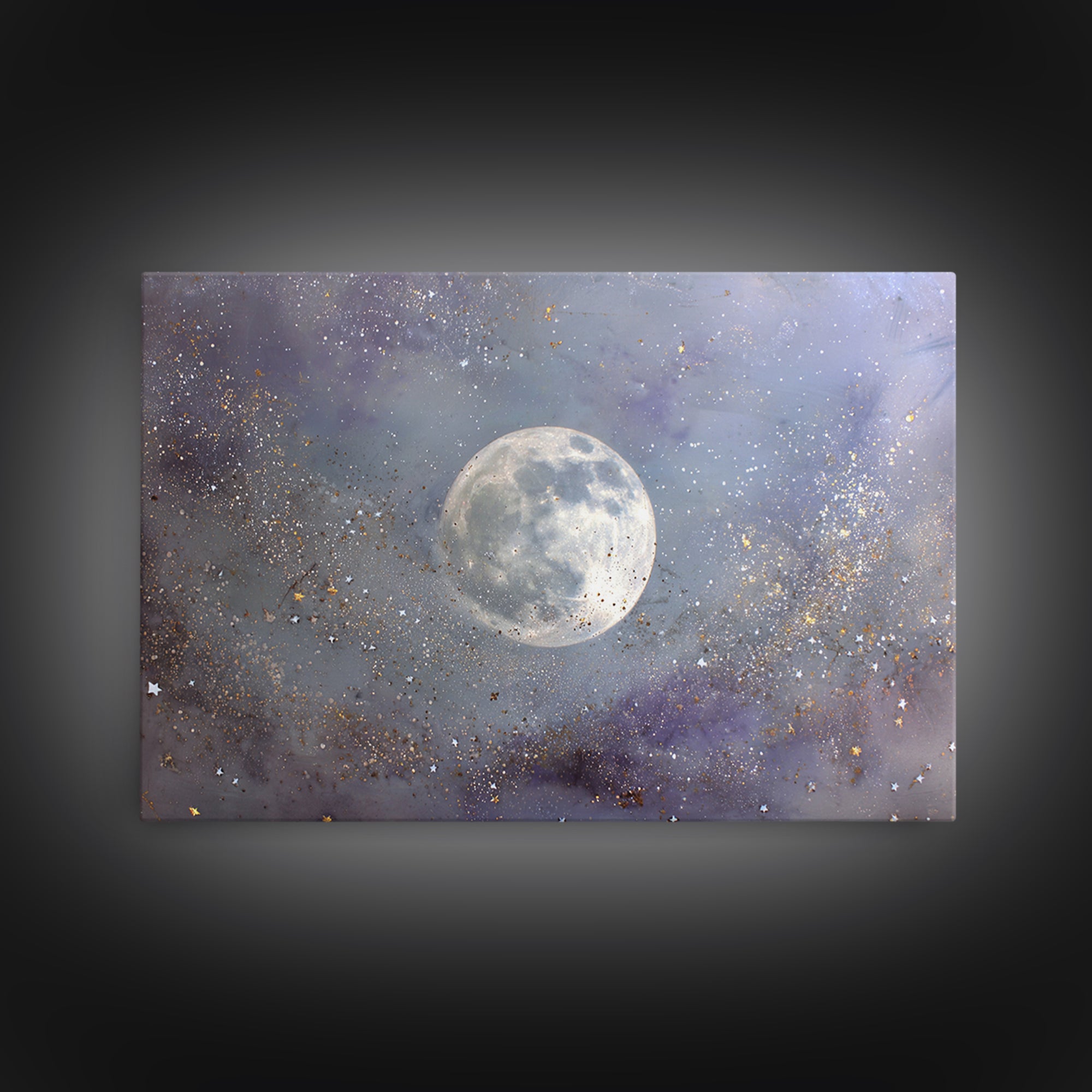 Subtle Celestial Scene Canvas Print, Above Bed Art, 3 Piece Wall Art, Bedroom Decor, Oil Painting, Serenity, Textured Painting, ABA-3x2-89