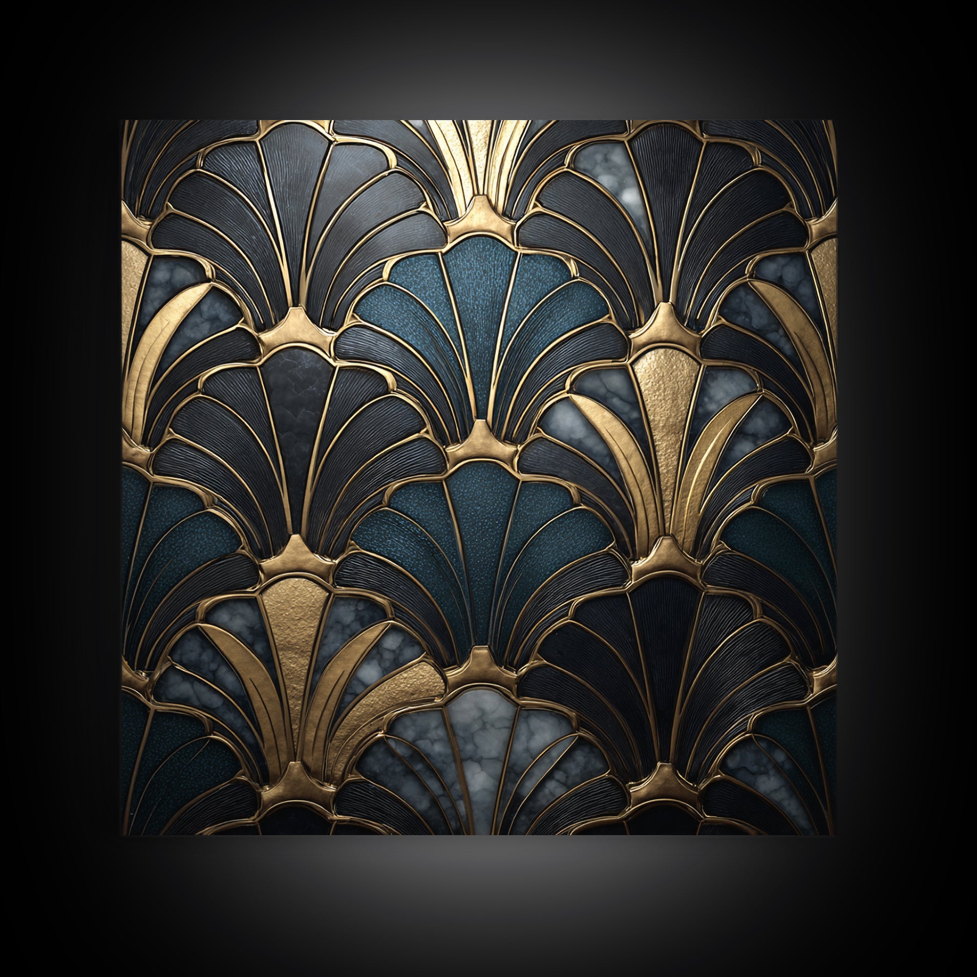 Fan Shaped Shell Motif Canvas Print, Art Deco Art, Decor, Living Room Decor, Abstract Art, Glamour, Apartment Decor, ADA-1x1-20