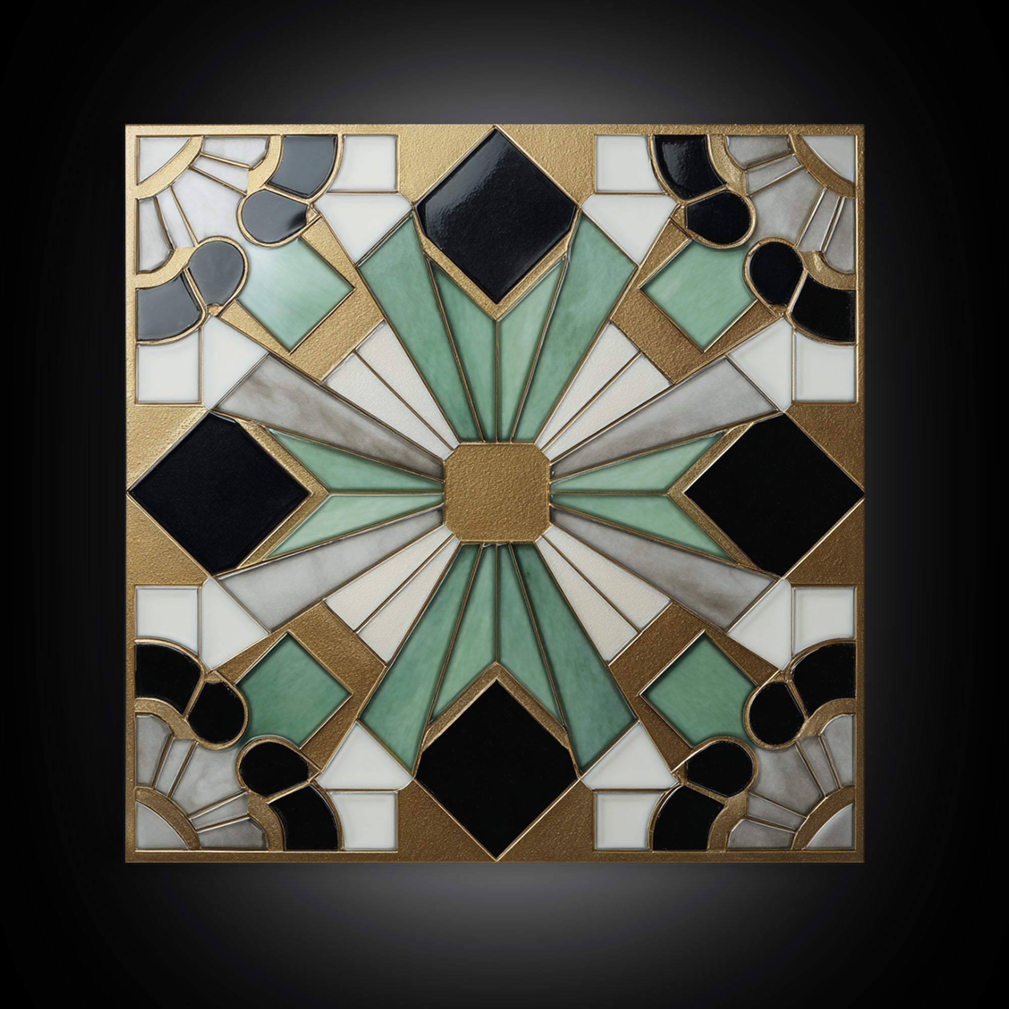 Black and Gold Sunburst Pattern Canvas Print, Art Deco Art, Gallery Wall Art, Living Room Decor, Fine Art, Glamour, ADA-1x1-26