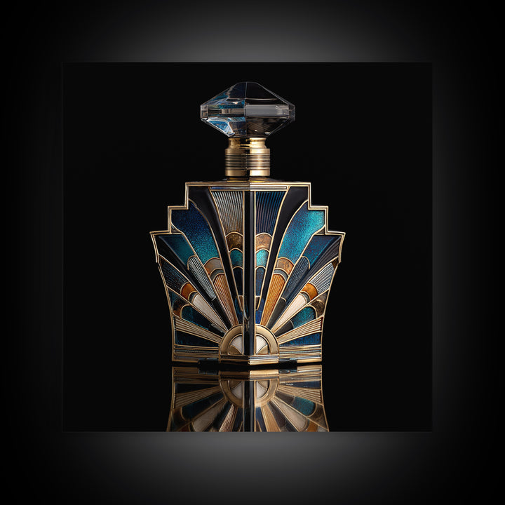 Ornate Perfume Bottle Framed Canvas Print, Art Deco Art, Downloadable Art, Living Room Decor, Fine Art, Glamour, ADA-1x1-34