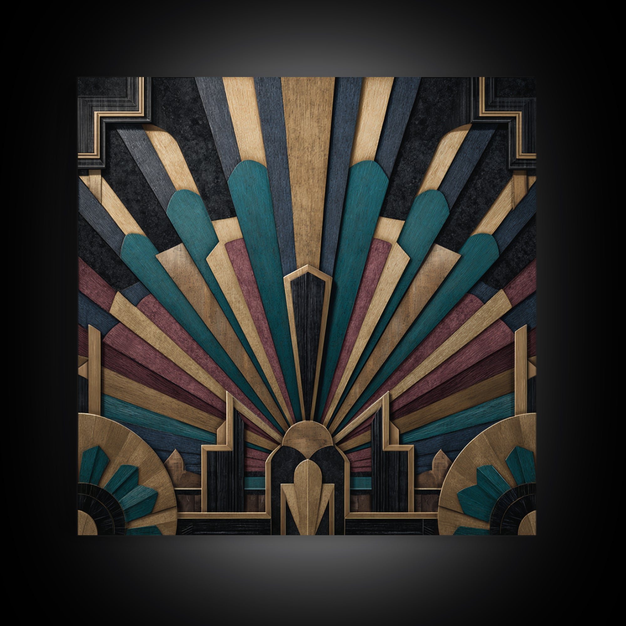 Tropical Hotel Facade Framed Canvas Print, Art Deco Art, Apartment Decor, Living Room Decor, Fine Art, Glamour, Gallery Decor, ADA-1x1-64