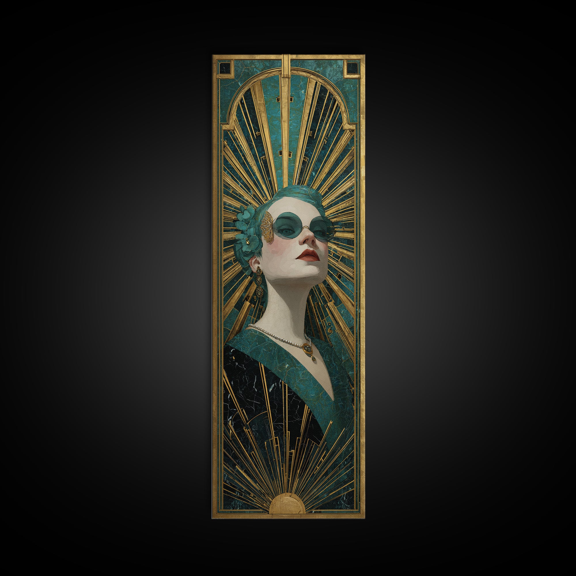 Deco Doorway Study Canvas Print, Art Deco Art, Art Deco, Living Room Decor, Oil Painting, Glamour, Art Deco Wallpaper, ADA-1x3-27