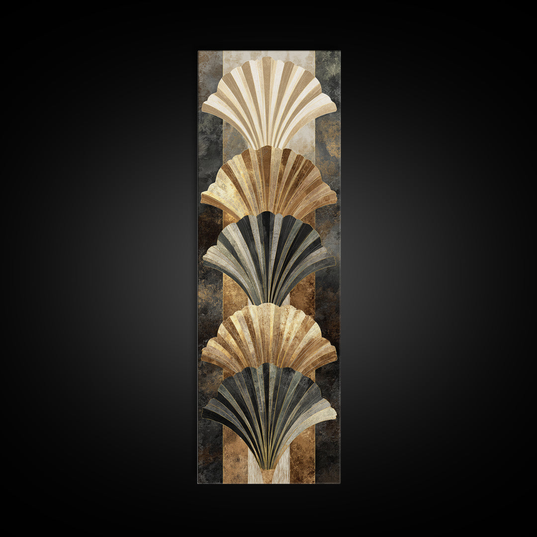 Fan Shaped Shell Motif Canvas Print, Art Deco Art, Decor, Living Room Decor, Abstract Art, Glamour, Apartment Decor, ADA-1x3-32