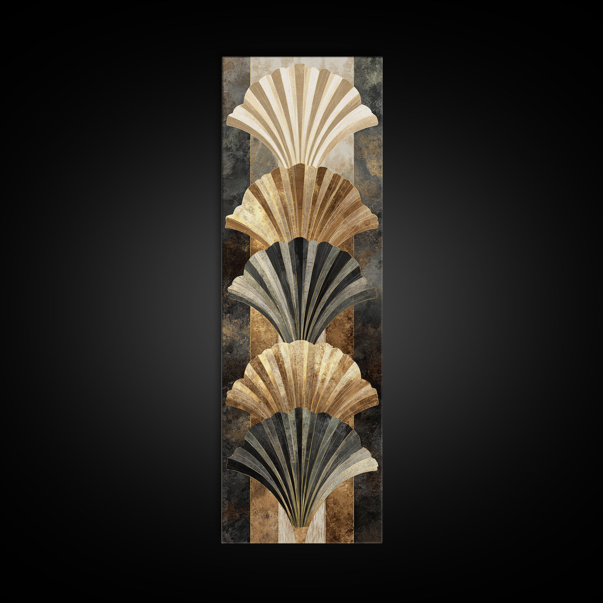 Fan Shaped Shell Motif Canvas Print, Art Deco Art, Decor, Living Room Decor, Abstract Art, Glamour, Apartment Decor, ADA-1x3-32