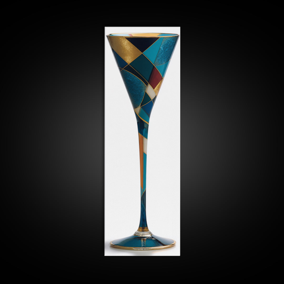 Luxury Cocktail Glass Canvas Print, Art Deco Art, Decor, Living Room Decor, Abstract Art, Glamour, Apartment Decor, ADA-1x3-65
