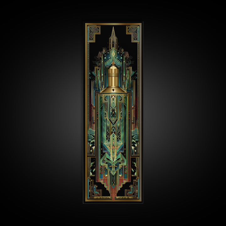 Ornate Perfume Bottle Canvas Print, Art Deco Art, Room Decor, Living Room Decor, Oil Painting, Glamour, Digital Art, Printable, ADA-1x3-94