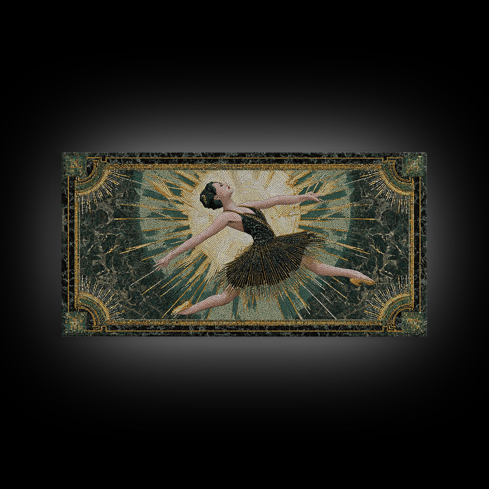 Deco Dancer in Beaded Dress and Angular Framed Canvas Print, Art Deco Art, Room Decor, Living Room Decor, Fine Art, Glamour, ADA-2x1-75