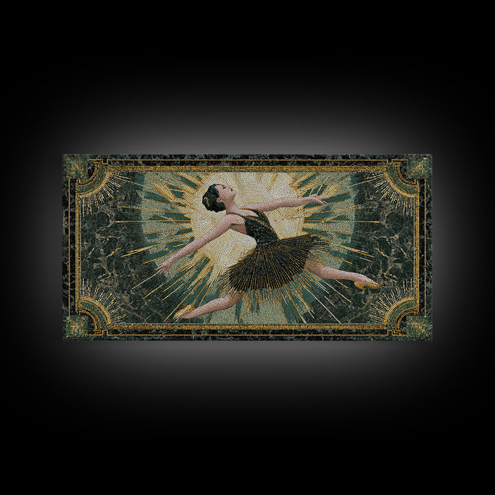 Deco Dancer in Beaded Dress and Angular Framed Canvas Print, Art Deco Art, Room Decor, Living Room Decor, Fine Art, Glamour, ADA-2x1-75