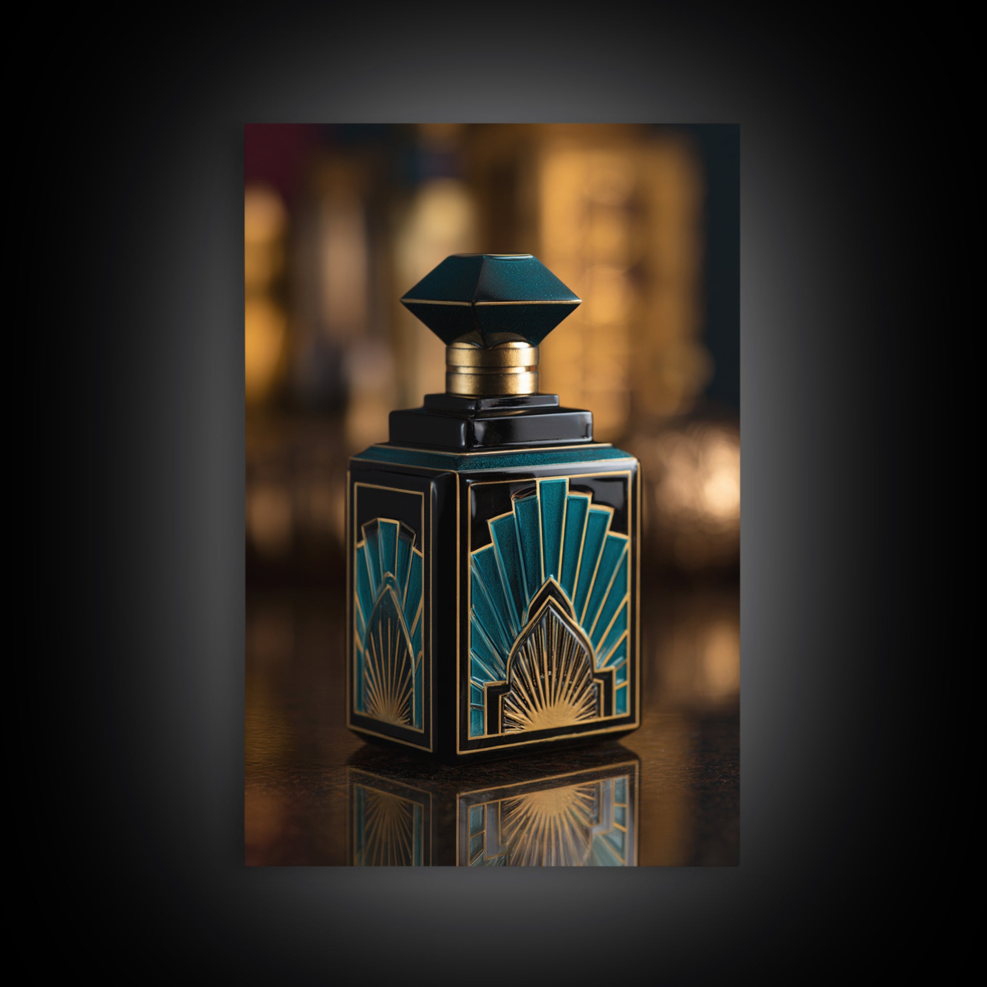 Ornate Perfume Bottle Framed Canvas Print, Art Deco Art, Home Decor, Living Room Decor, Fine Art, Glamour, Boho, Art Nouveau, ADA-2x3-18