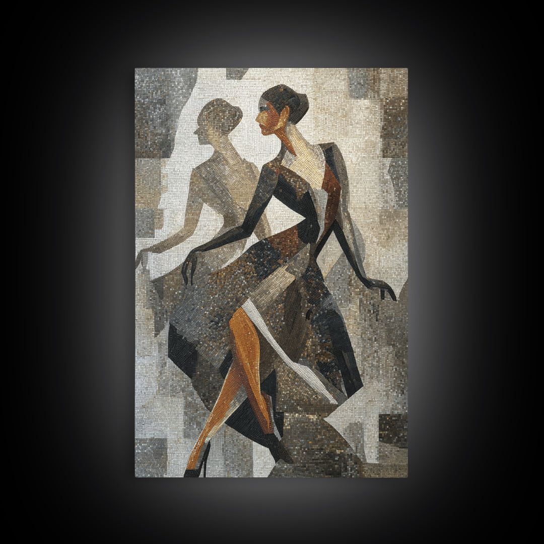 Deco Dancer in Beaded Dress and Angular Canvas Print, Art Deco Art, Canvas, Living Room Decor, Glamour, Wall Art Print, ADA-2x3-39