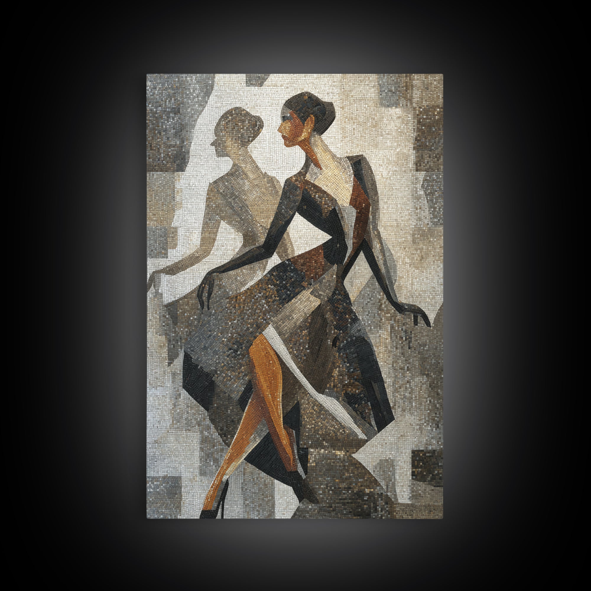 Deco Dancer in Beaded Dress and Angular Canvas Print, Art Deco Art, Canvas, Living Room Decor, Glamour, Wall Art Print, ADA-2x3-39