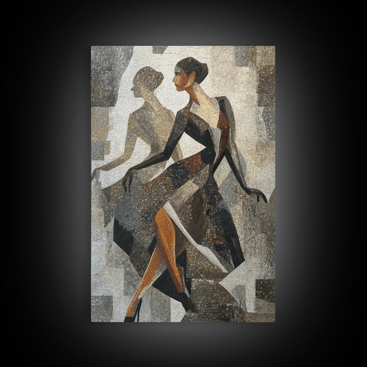 Deco Dancer in Beaded Dress and Angular Canvas Print, Art Deco Art, Canvas, Living Room Decor, Glamour, Wall Art Print, ADA-2x3-39
