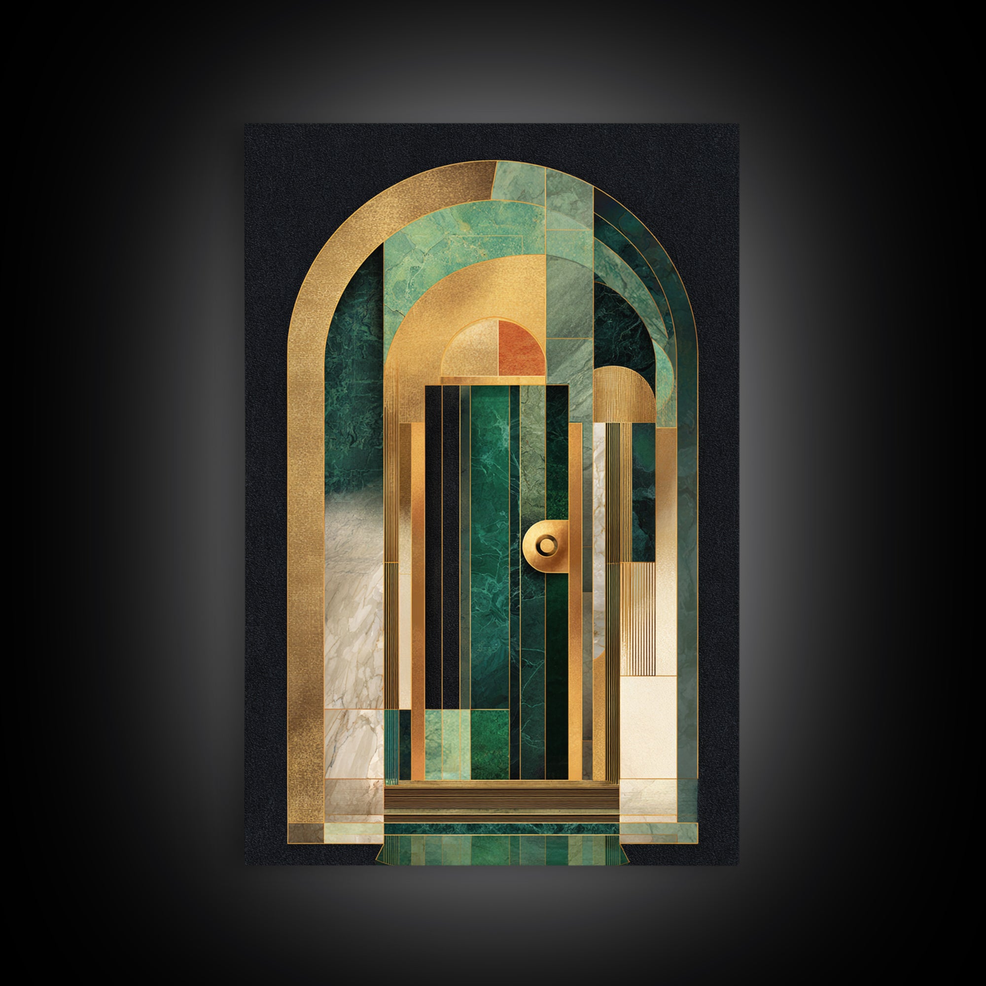 Deco Doorway Study Framed Canvas Print, Art Deco Art, Mid Century Modern, Living Room Decor, Abstract Art, Glamour, ADA-2x3-47