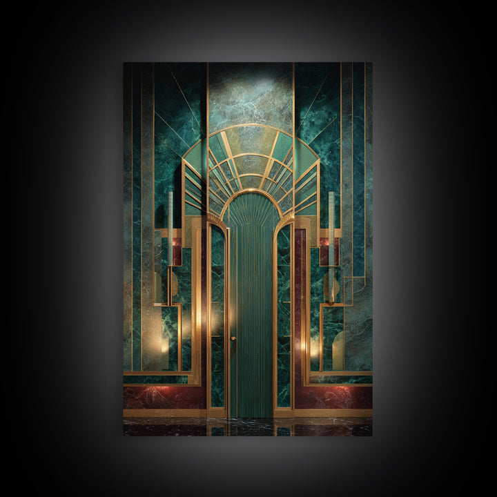 Deco Doorway Study Canvas Print, Art Deco Art, Digital Print, Living Room Decor, Fine Art, Glamour, Downloadable Art, ADA-2x3-71