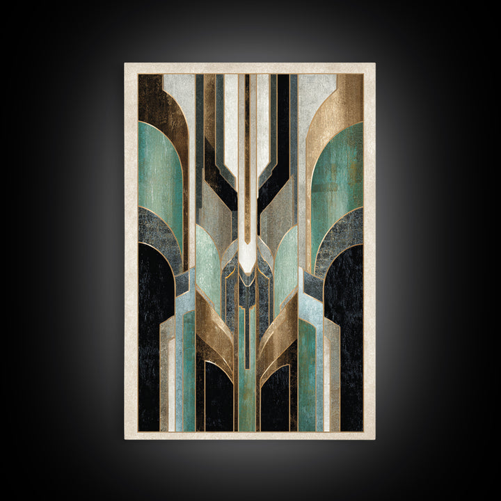 Abstract Stepped Arches Framed Canvas Print, Art Deco Art, Printable, Living Room Decor, Abstract Art, Glamour, ADA-2x3-98