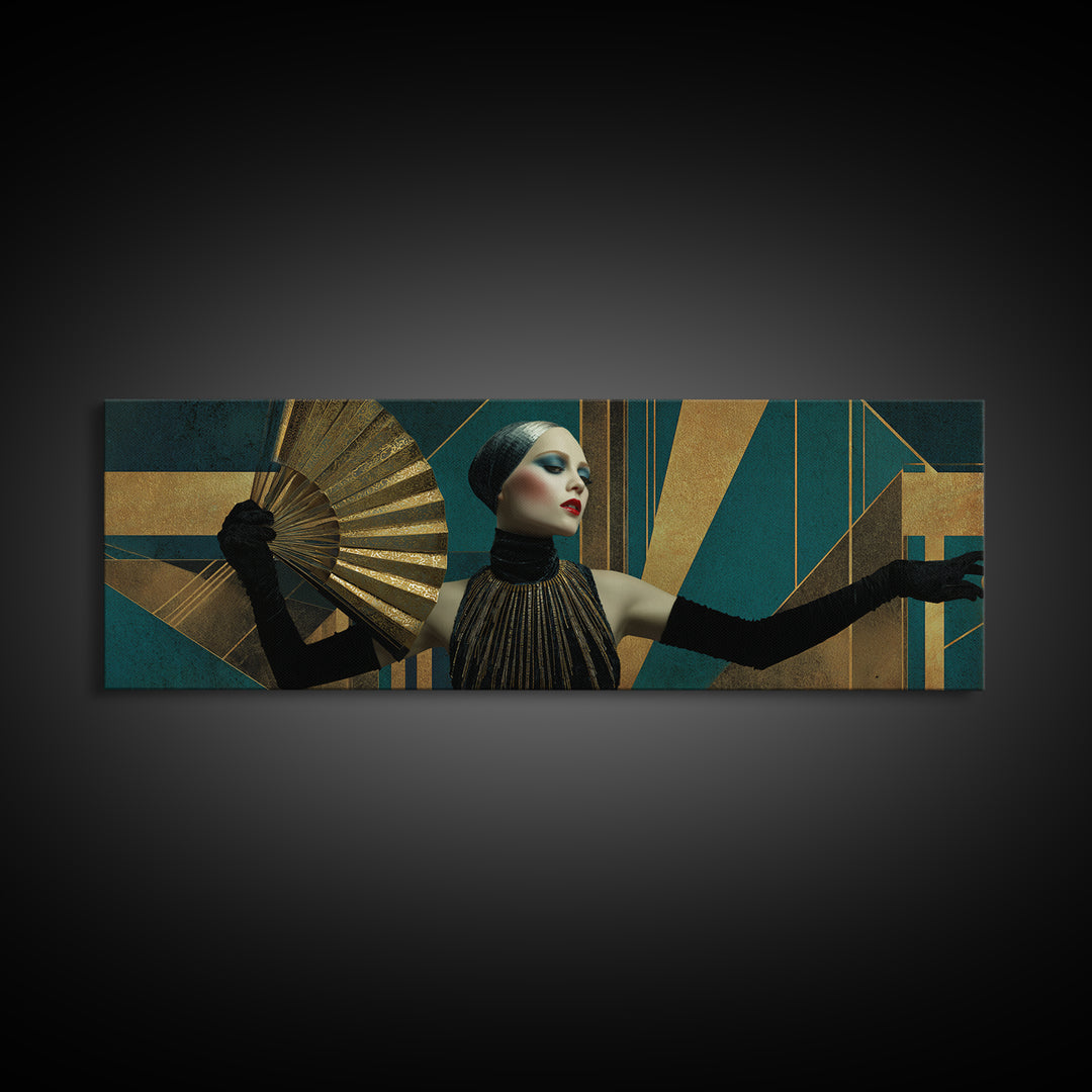 Glamorous 1920s Woman Canvas Print, Art Deco Art, Downloadable Art, Living Room Decor, Fine Art, Glamour, Contemporary Art, ADA-3x1-65