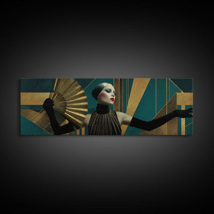 Glamorous 1920s Woman Canvas Print, Art Deco Art, Downloadable Art, Living Room Decor, Fine Art, Glamour, Contemporary Art, ADA-3x1-65